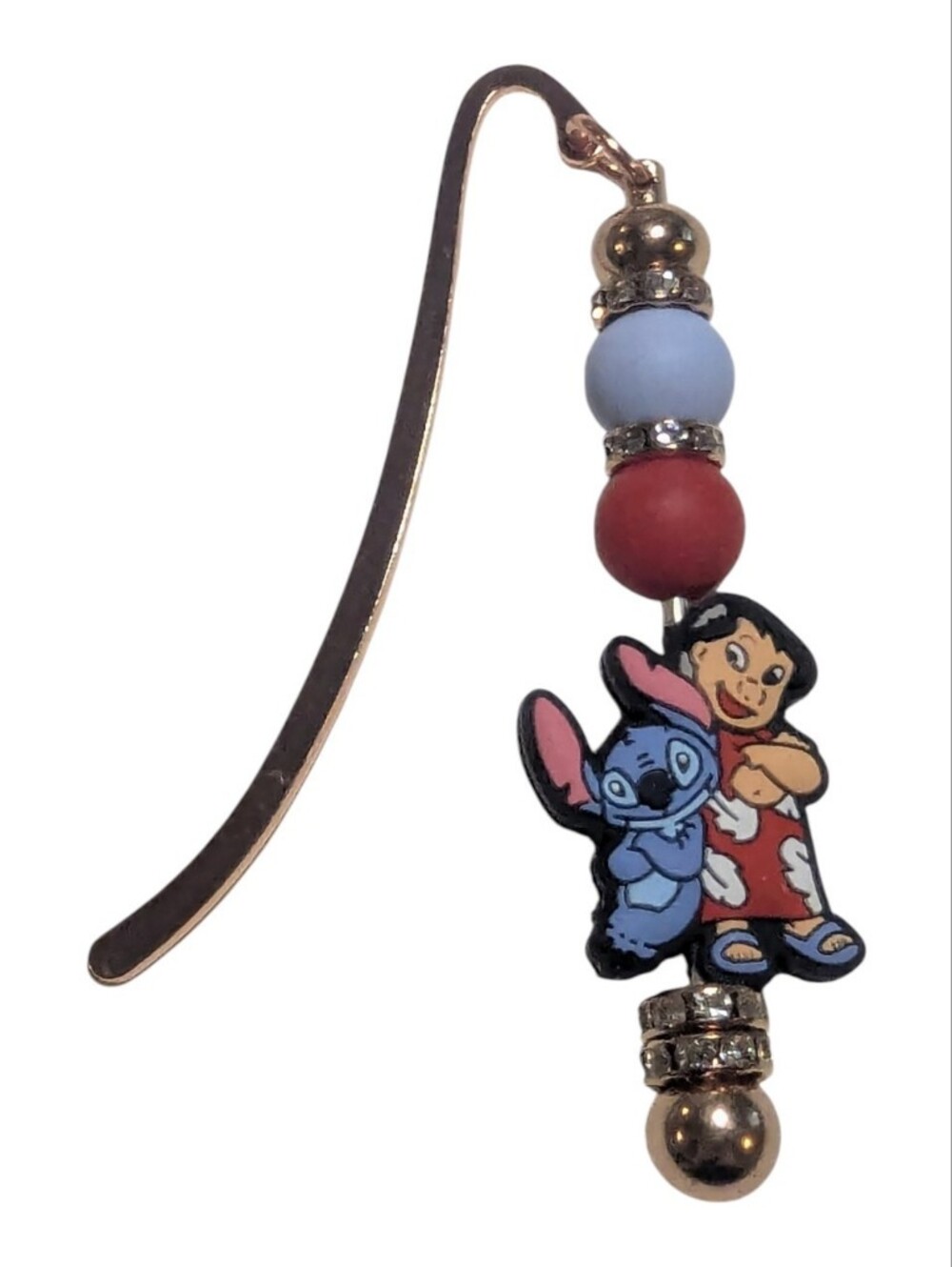 Handcrafted Lilo & Stitch Bookmark Beaded Red Blue New